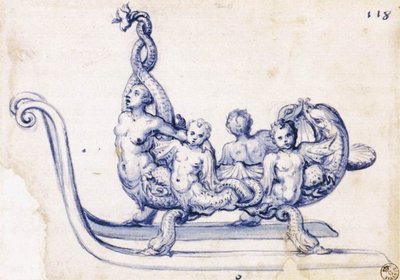 Schizzo per una slitta con una sirena da Giuseppe Arcimboldo